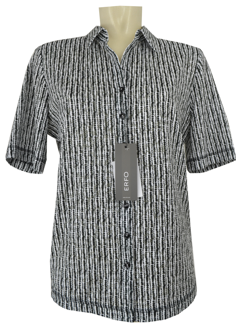 1/2 Arm Bluse in schwarz-grau-weiß