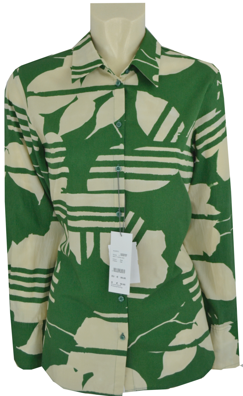 1/1 Arm Bluse in allover gemustert mit grün