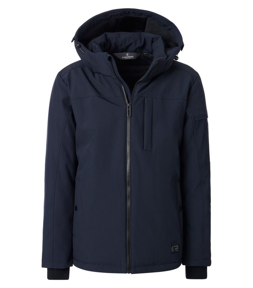 Warme Outdoor Jacke in dunkel blau mit Kapuze