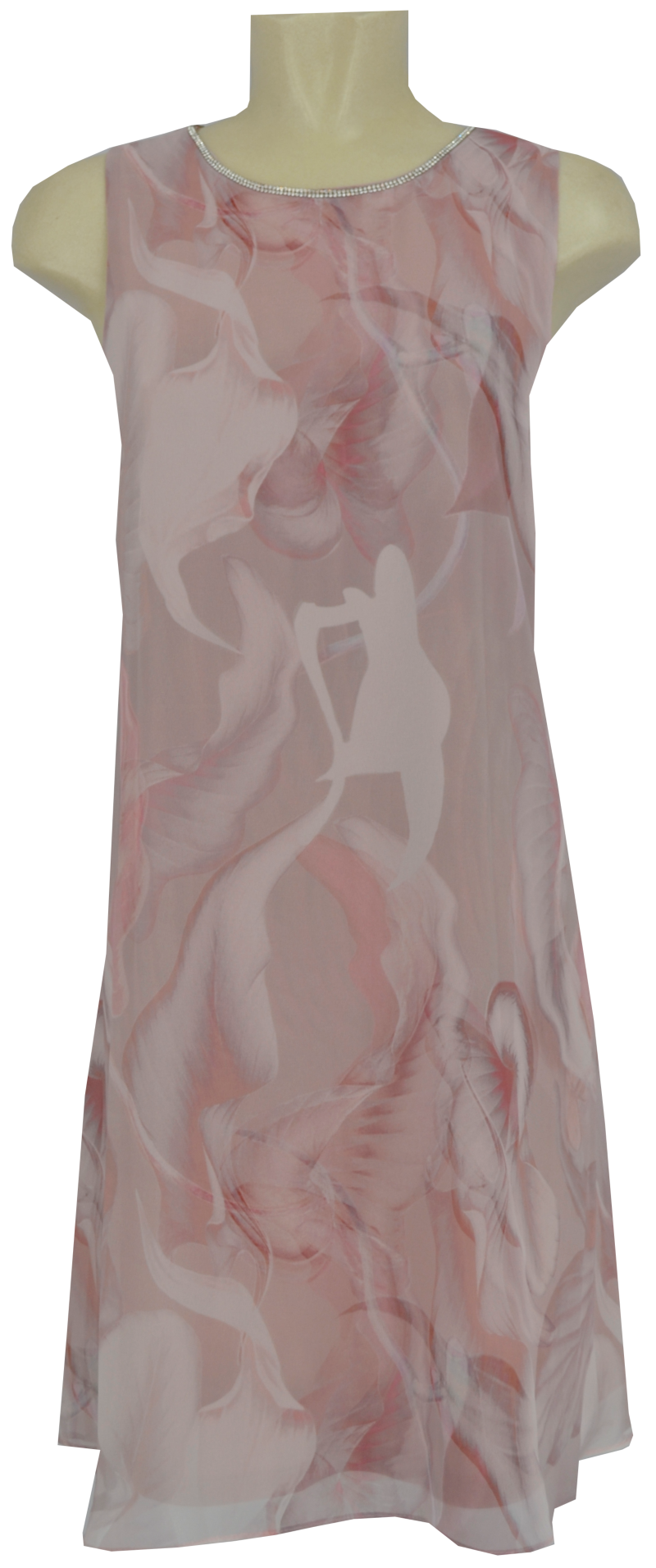 Etuikleid in rose mit dezentem Druck