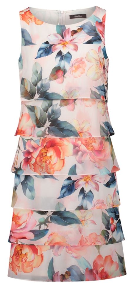 Mittellanges Kleid in Rose/Red