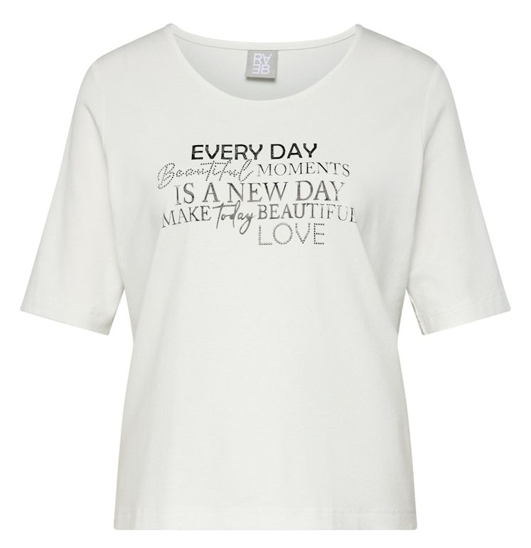 1/2 Arm Shirt mit Print und dezentem Glanz in Natur