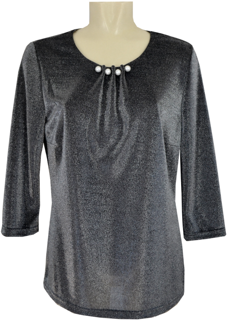 5437-9407-9385 Festliches Shirt in schwarz-silber mit Glanz