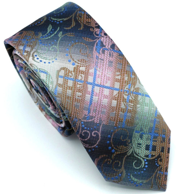 Krawatte in grün-braun-rose