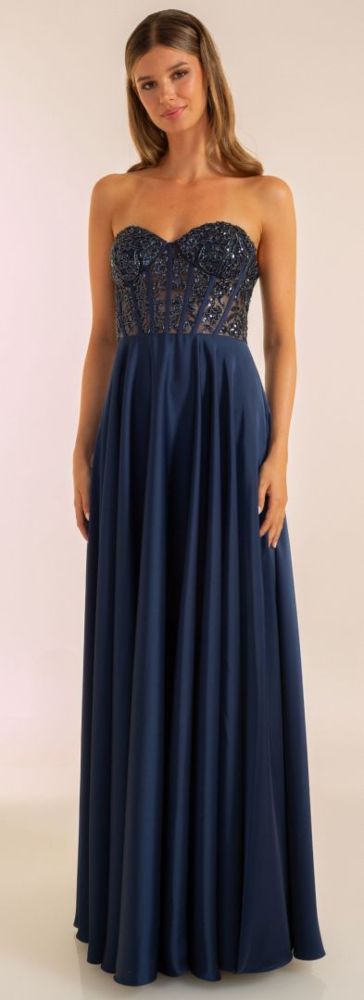 Langes Ballkleid in Stormy Blue