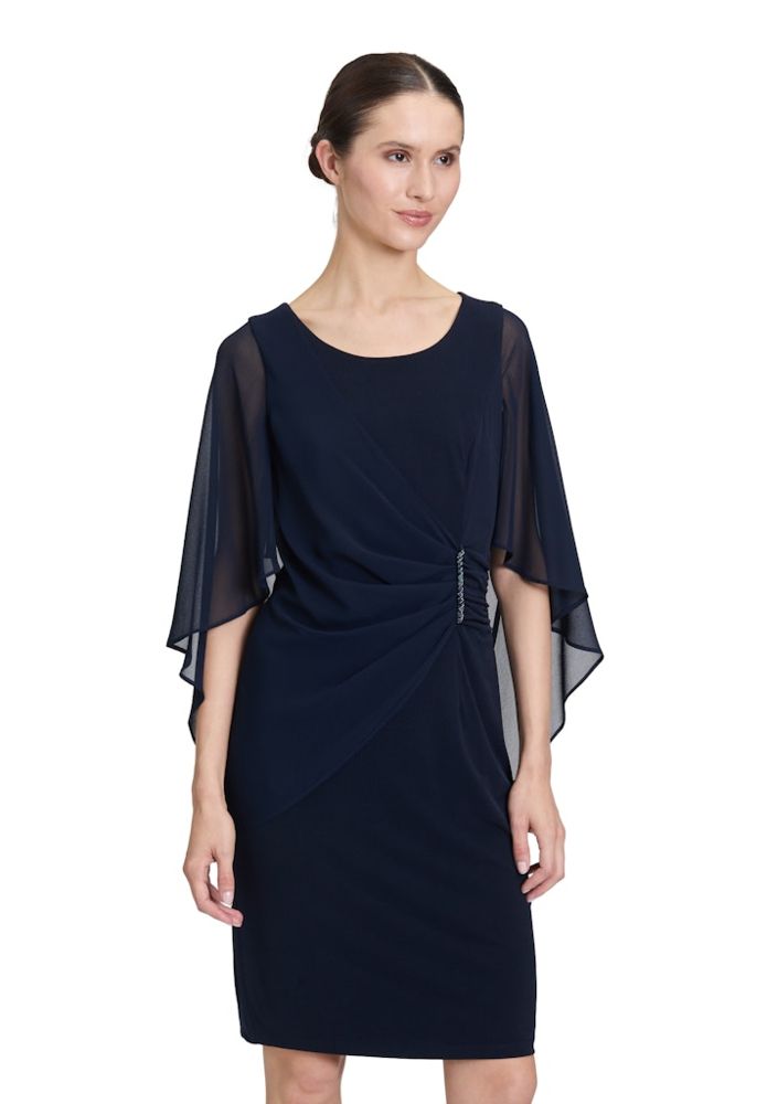 Mittellanges Kleid mit Volant in night sky