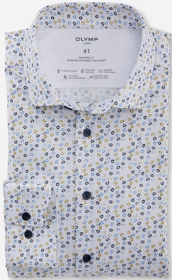 1/1 Arm Freizeithemd mit feiner Ausmusterung auf weiß