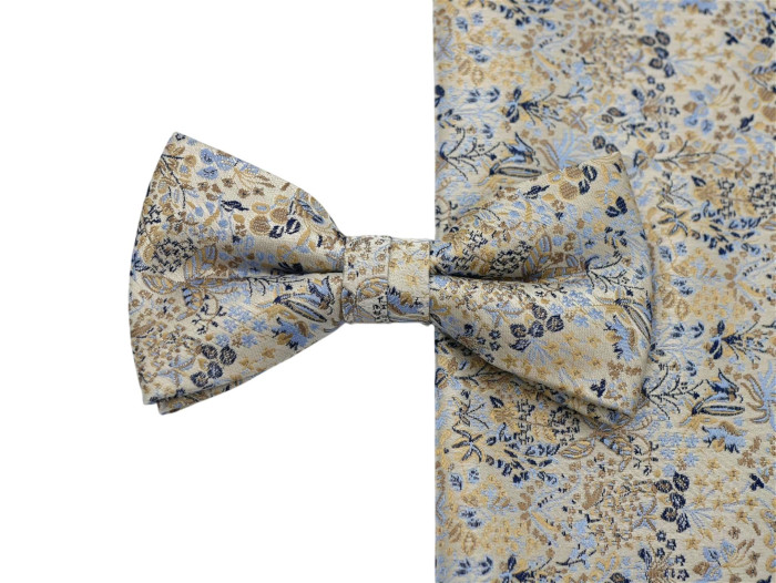 Seiden Schleife mit Tuch in gold/beige/bleu