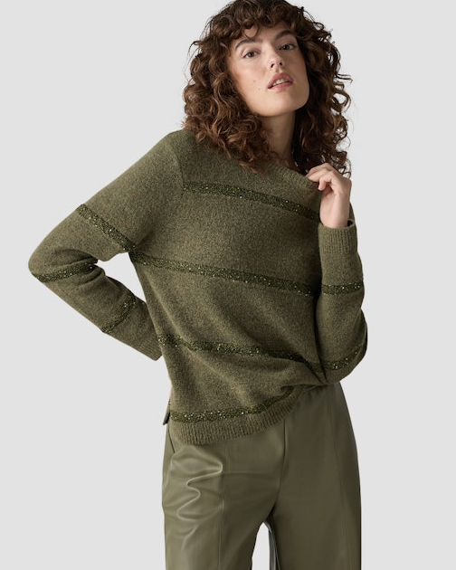 Pullover in Lorbeer mit rundem Ausschnitt