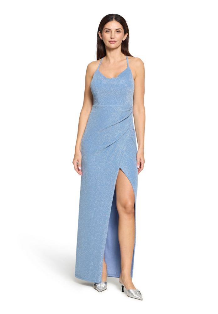 Langes Abendkleid in Blue/Silver