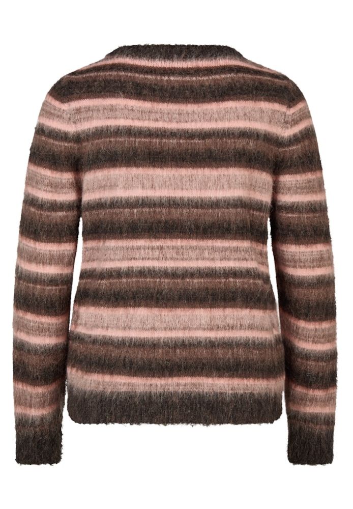 Flauschiger Pullover in mehrfarbig mit mokka