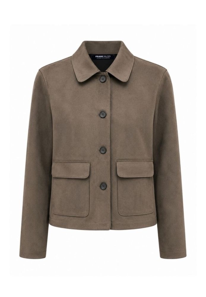 Blazer Veloursleder Leichtjacke in Mocca