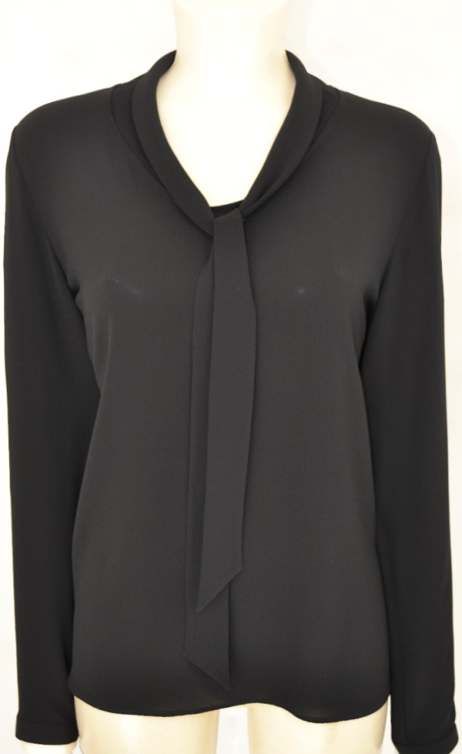 Bluse in uni schwarz mit Schluppe