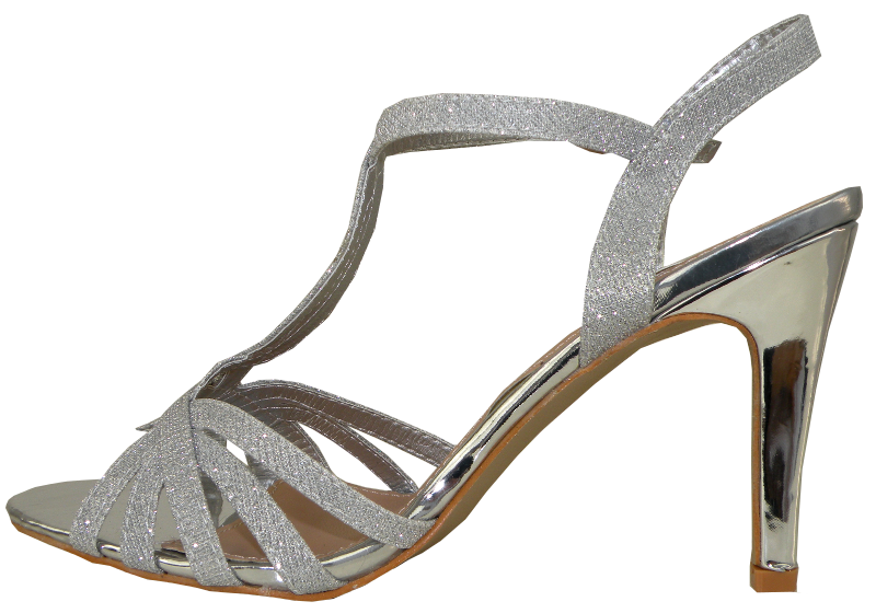Plateausandalette in Silber mit Glitzer Effekt