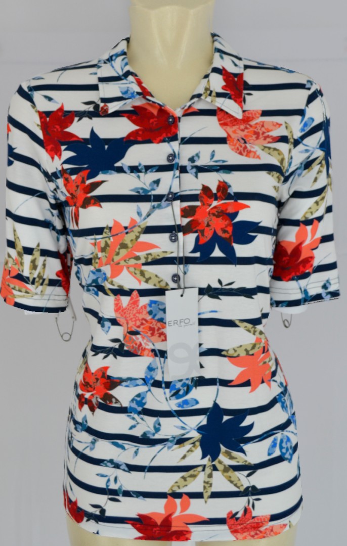 1/2 Arm Polo Shirt in allover floral gemustert