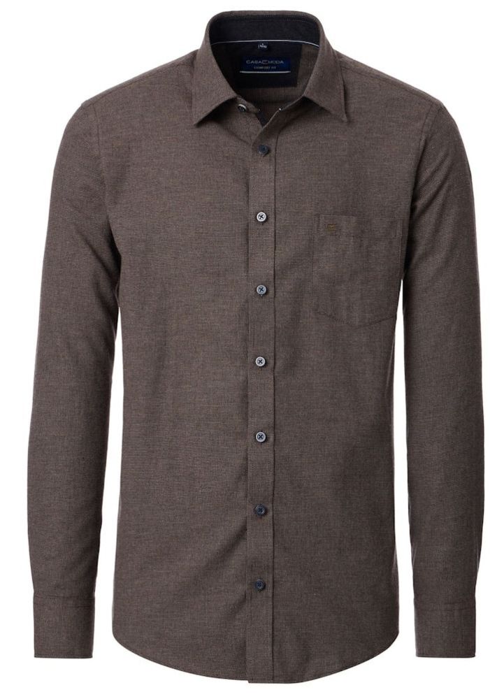 1/1 Arm Freizeithemd mit minimaler Struktur in Braun