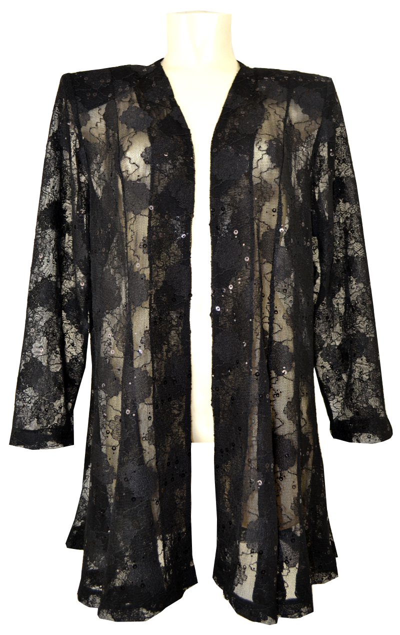 320984-D200 Leicht transparente längere Jacke