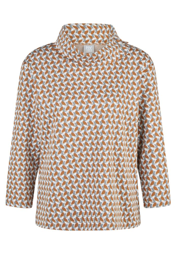 Leichter Pullover in mehrfarbig mit cognac