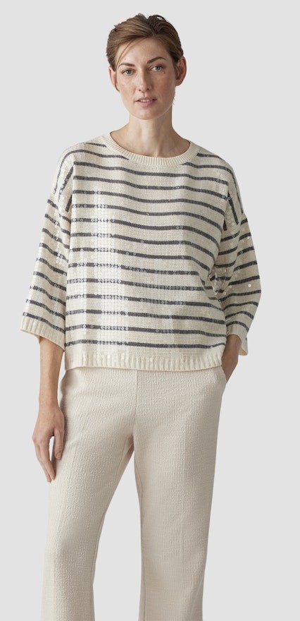 Pullover in elfenbein mit Pailletten