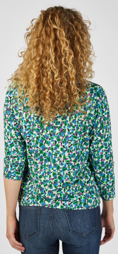 3/4 Arm Polo Shirt in allover mit kiwi-grün gemustert