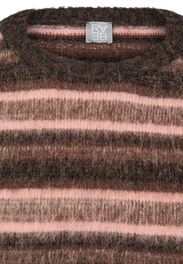 Flauschiger Pullover in mehrfarbig mit mokka