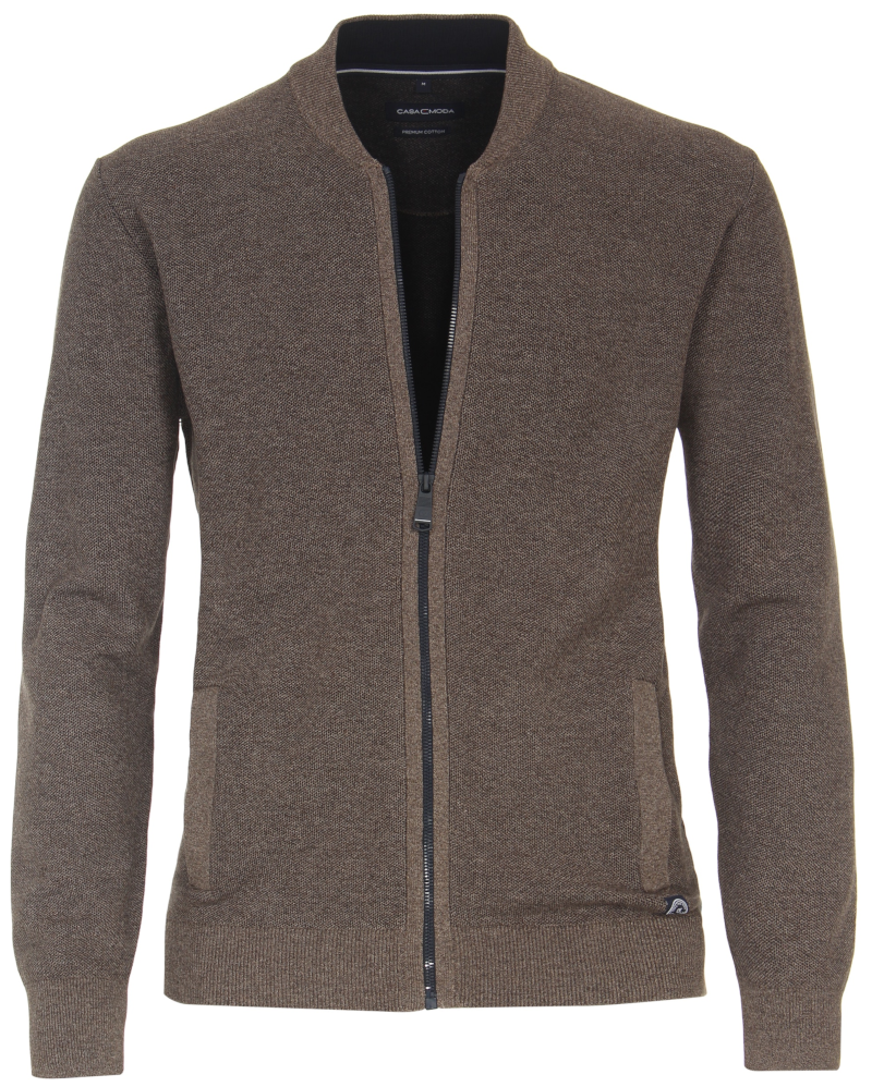 413706000-624 Strickjacke mit R-V in braun meliert