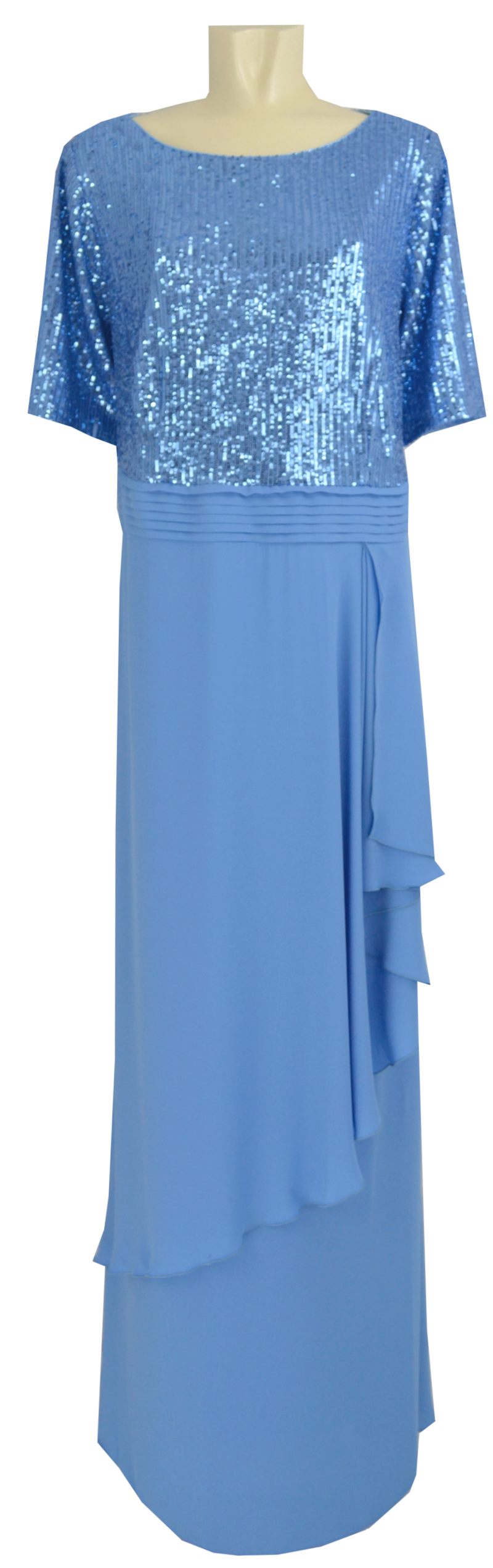 Langes Ballkleid in bergblau