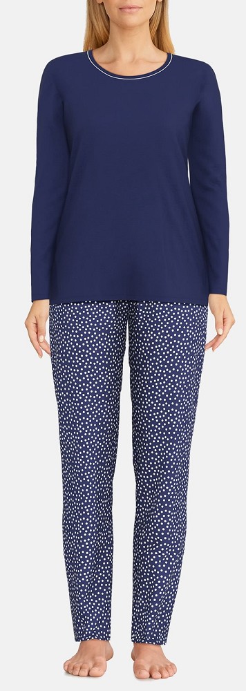 1/1 Arm Pyjama in dunkel blau gepunktet