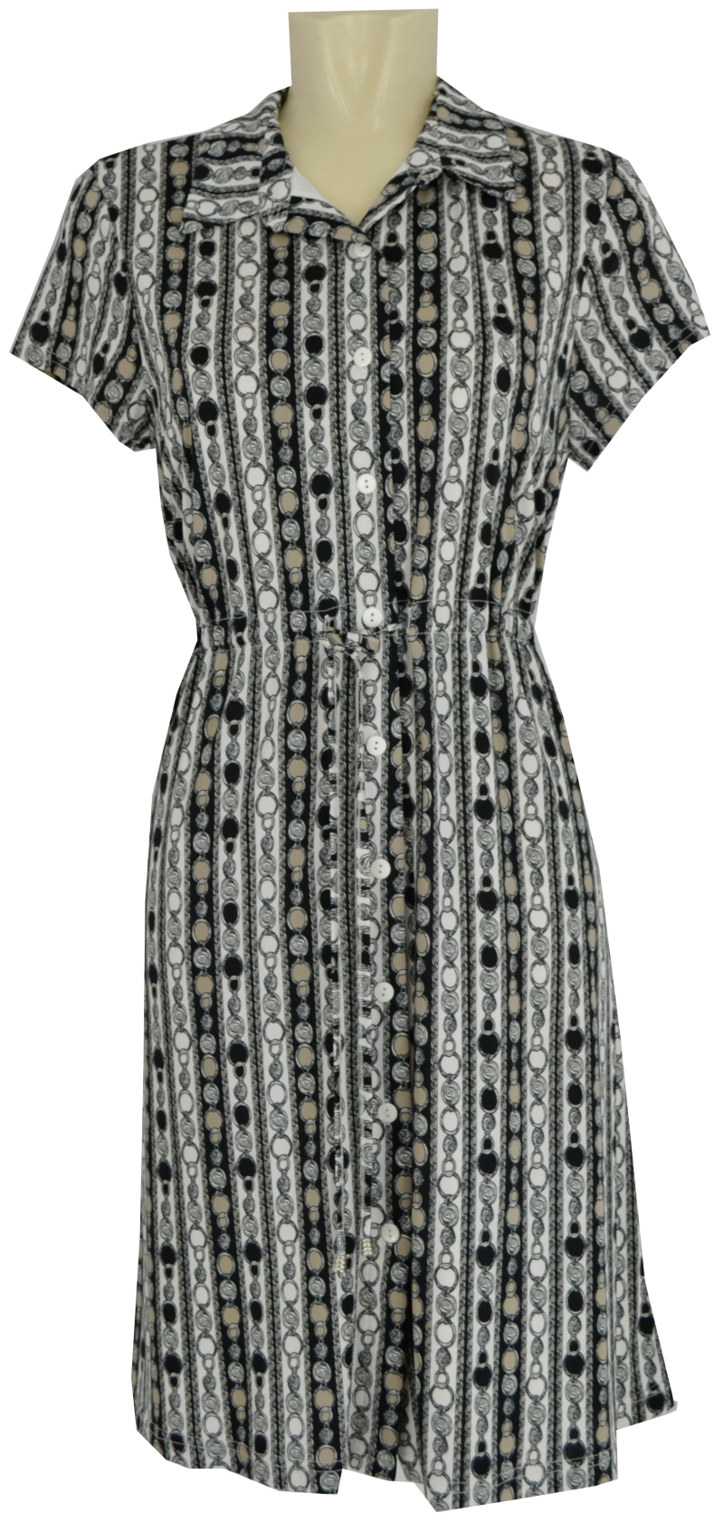 Hemdkleid in schwarz-weiß gemustert