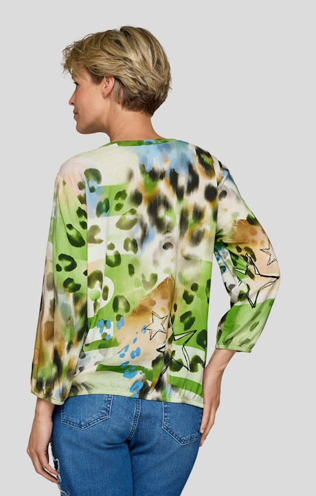 3/4 Arm Blusen-Shirt in mehrfarbig gemustert