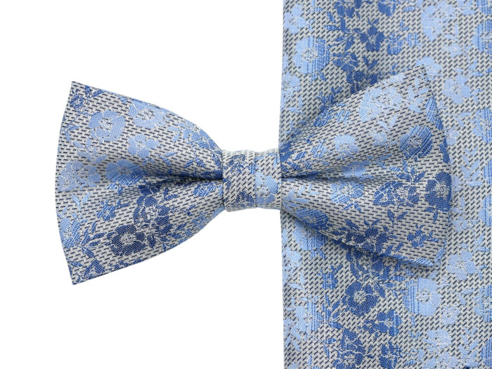 Seiden Schleife mit Tuch in blau/bleu/grau