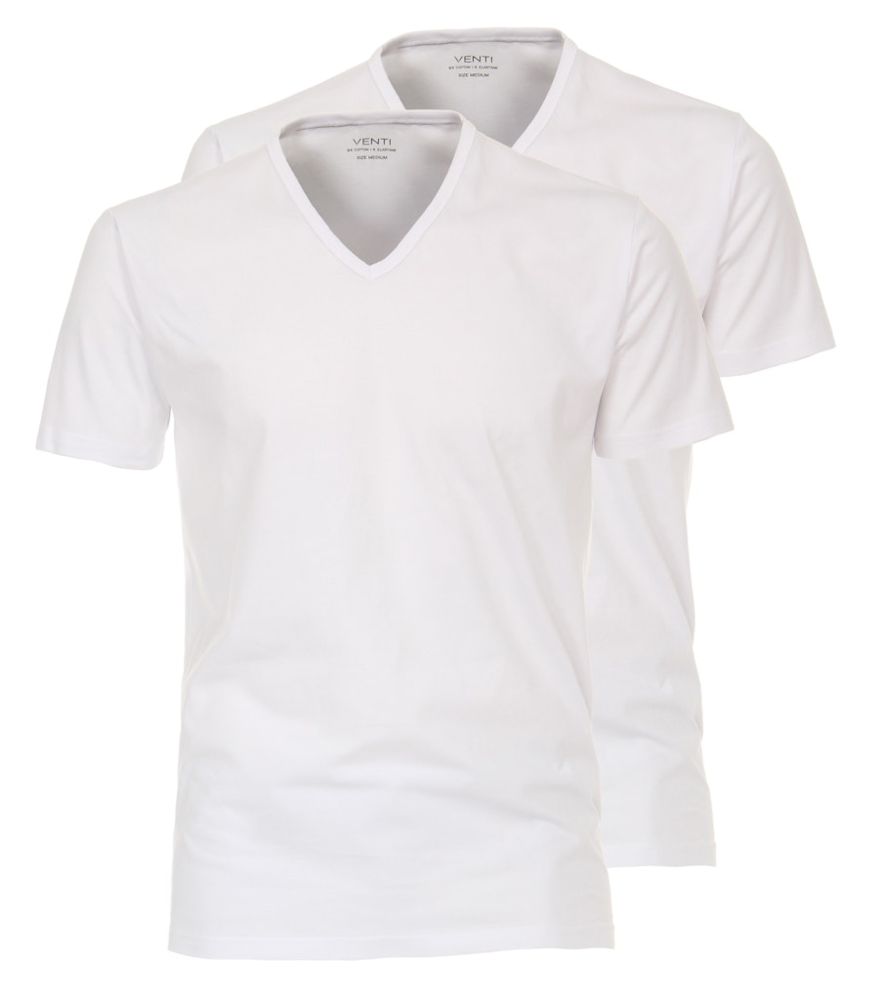 T-Shirt in weiß als Doppelpack mit V-Ausschnitt