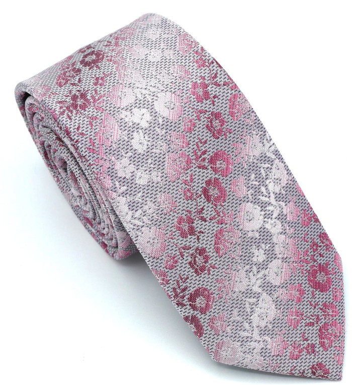 Seiden Krawatte in pink-rose-grau gemustert