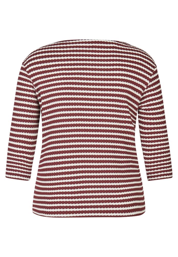 Leichter Pulli in merlot-ecrue geringelt