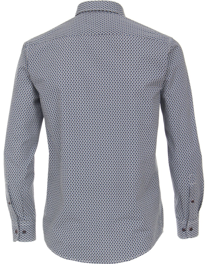 1/1 Arm Freizeithemd in mehrfarbig fein gemustert mit blau