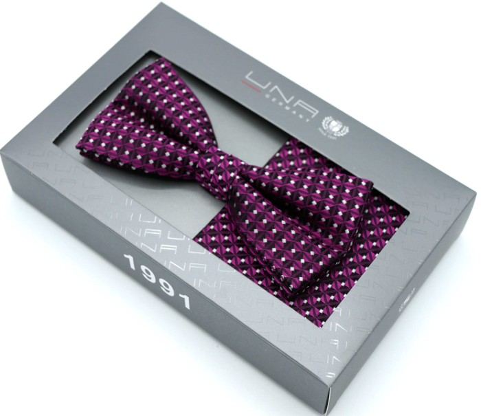Schleife mit Tuch in beere-magenta-schwarz gemustert