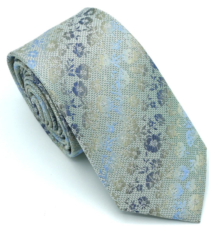 Seiden Krawatte in mehrfarbig mit grün/bleu gemustert