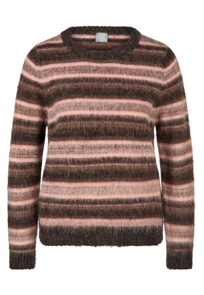 Flauschiger Pullover in mehrfarbig mit mokka