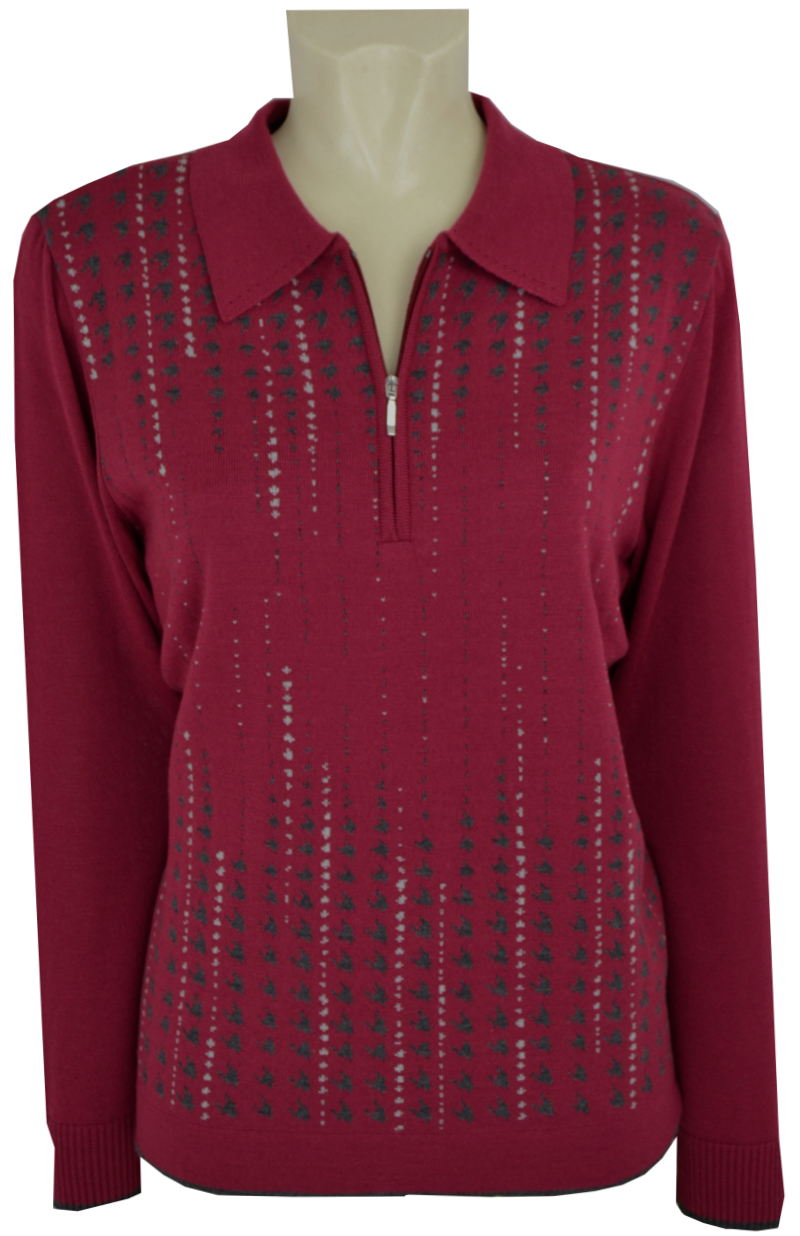 Pullover mit Kragen in mehrfarbig beere gemustert