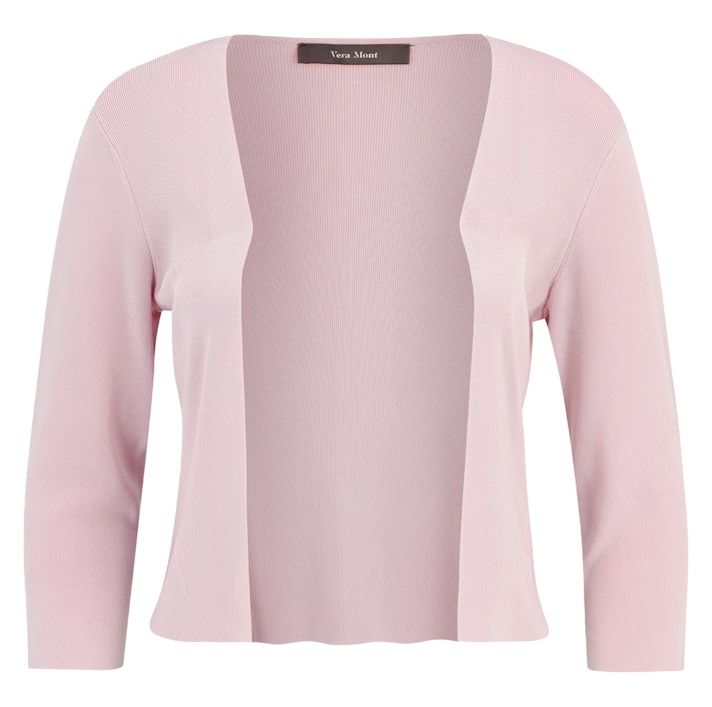 Kurze Strickjacke in Bolero-Jacke in Foggy/Rose
