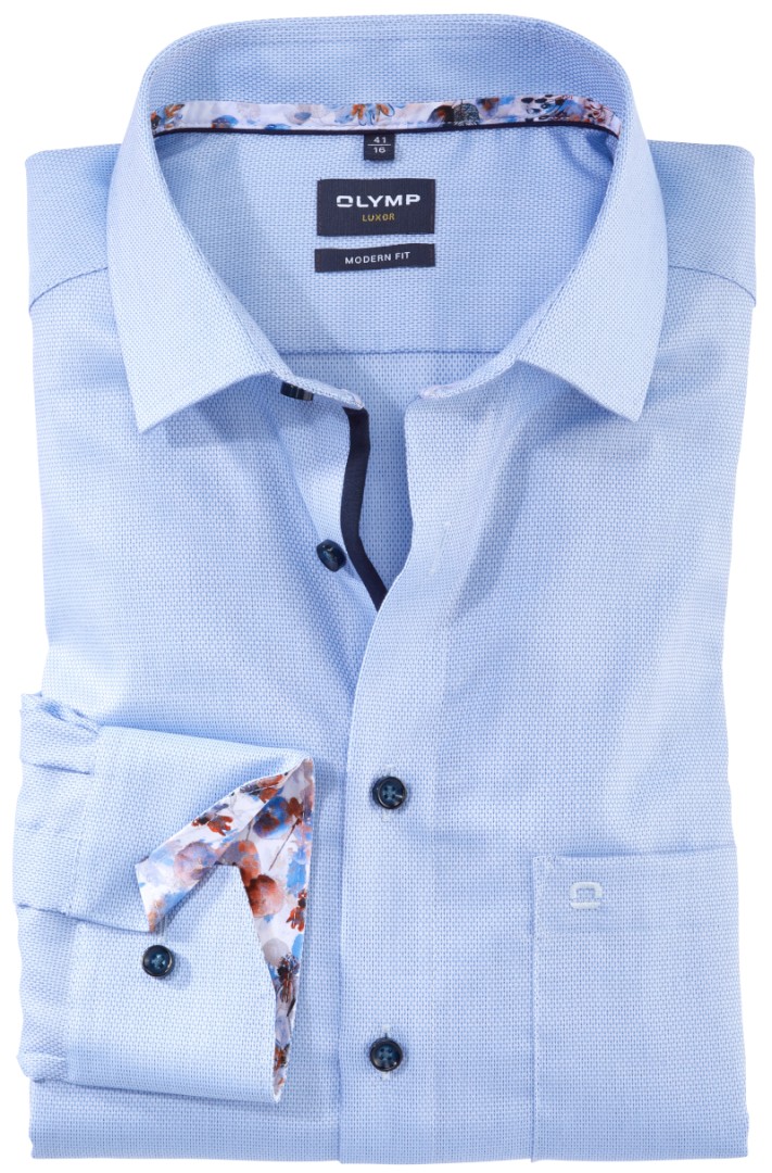 Business -und Freizeithemd in bleu mit feinem Muster