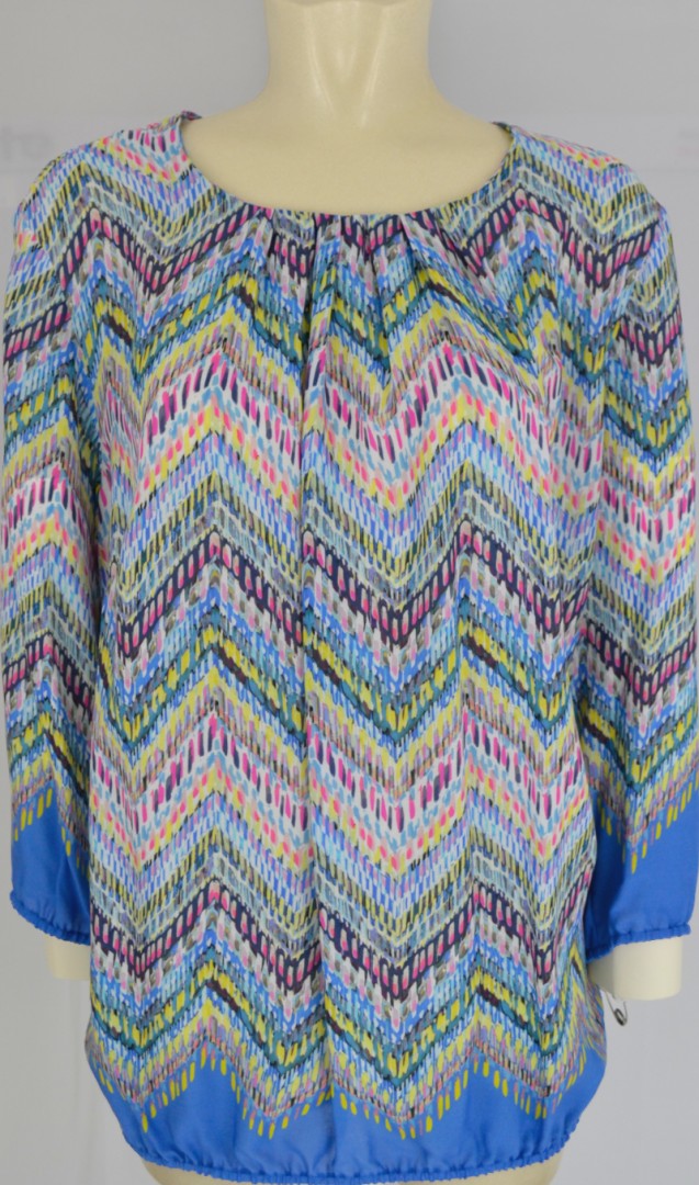 3/4 Arm Blusen Shirt in mehrfarbig gemustert