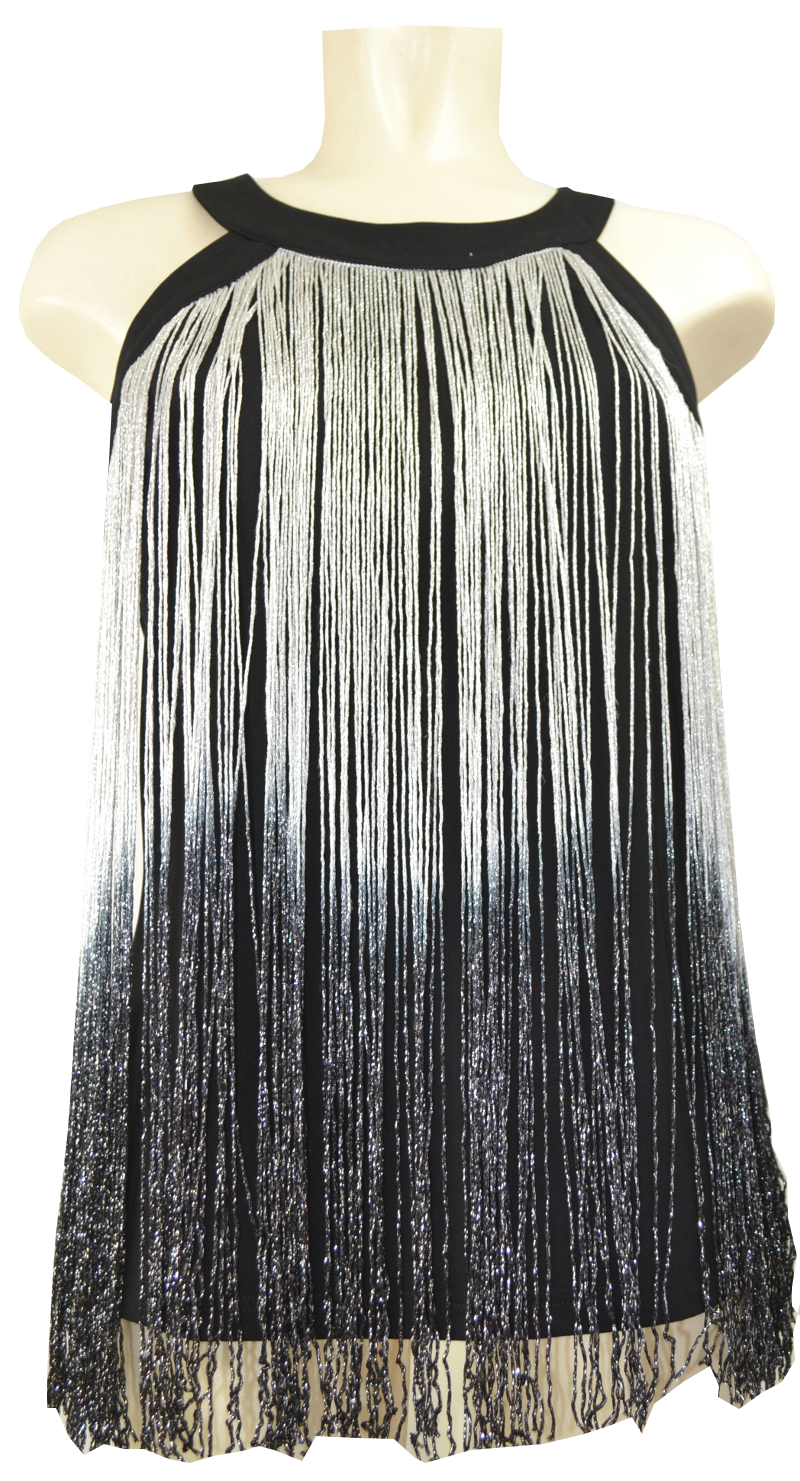 Fransen Tunica in schwarz-silber