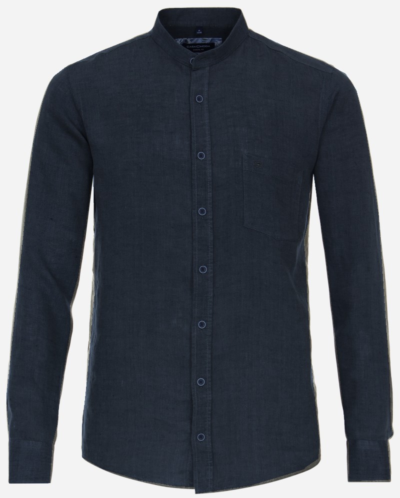 1/1 Arm Stehbundkragen Hemd in dunkel blau