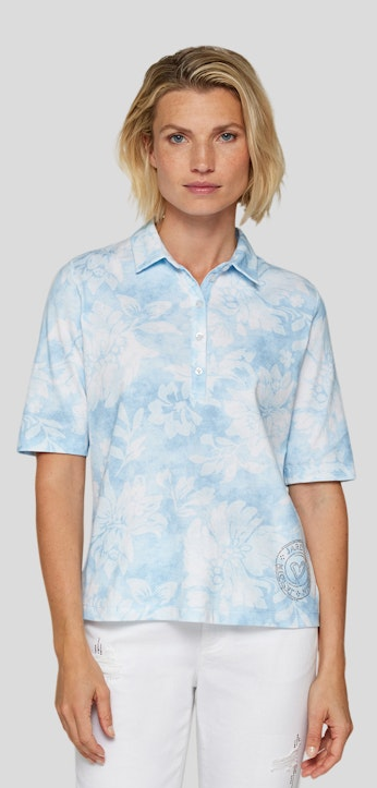 1/2 Arm Polo Shirt in mehrfarbig mit pastellblau