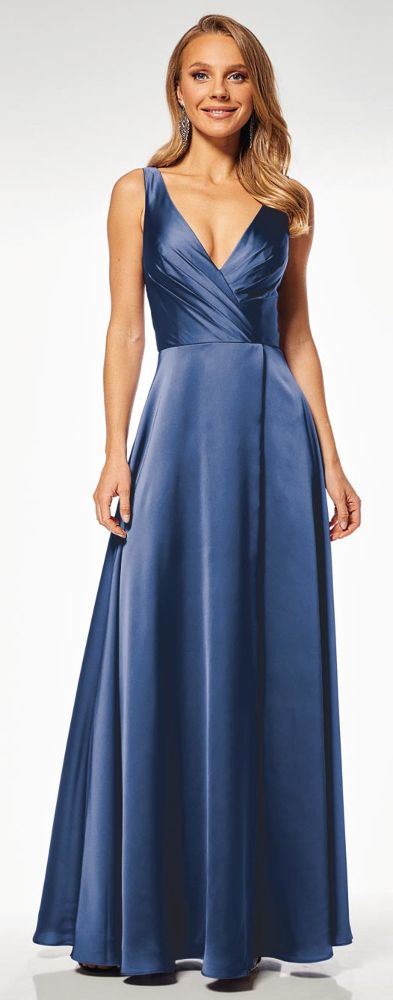 Langes Ballkleid in Navy Blue mit Glanz