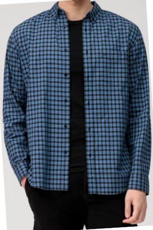 1/1 Arm Freizeithemd mit blau kariert