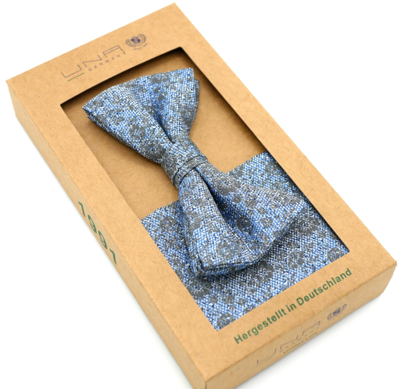 825158-15 Schleife aus Baumwolle mit Tuch in bleu-grau