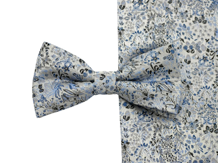 Seiden Schleife mit Tuch in bleu/grün/grau