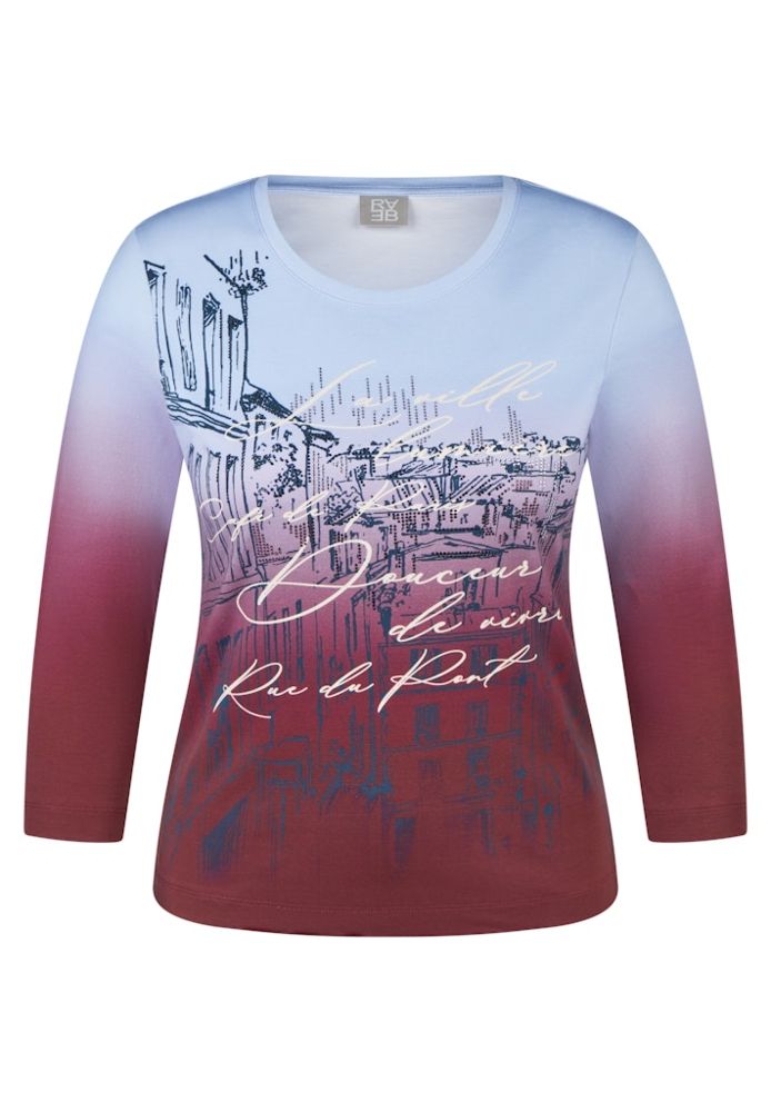 3/4 Arm T-Shirt in Aquarell-Optik
